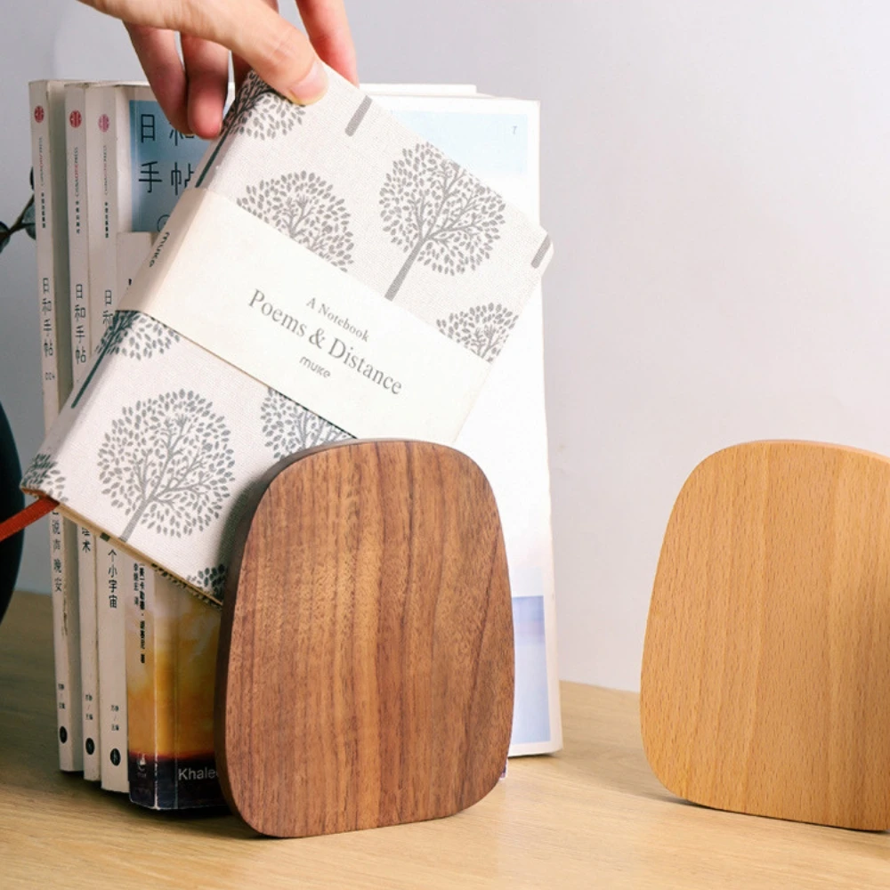 wooden-bookend-walnut-oval-desk-book-stand